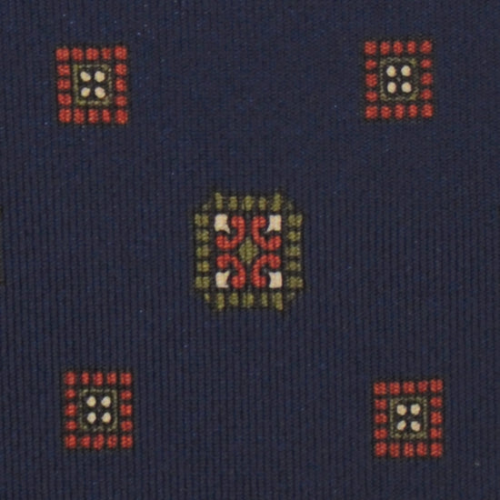 F.Marino Silk Tie 7 Folds Medallions Navy Blue-Wools Boutique Uomo