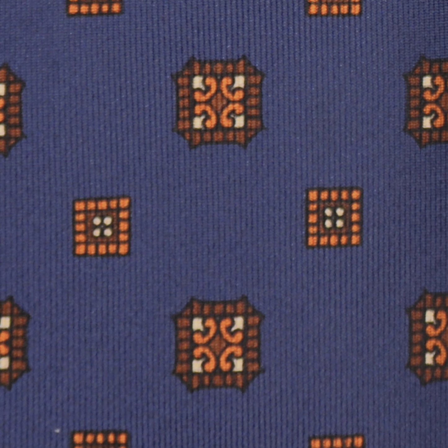 F.Marino Silk Tie 7 Folds Medallions Pervinca Blue-Wools Boutique Uomo