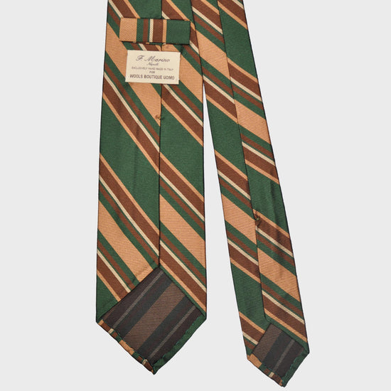 Load image into Gallery viewer, F.Marino Jacquard Silk Tie 3 Folds Regimental Emerald Green-Wools Boutique Uomo

