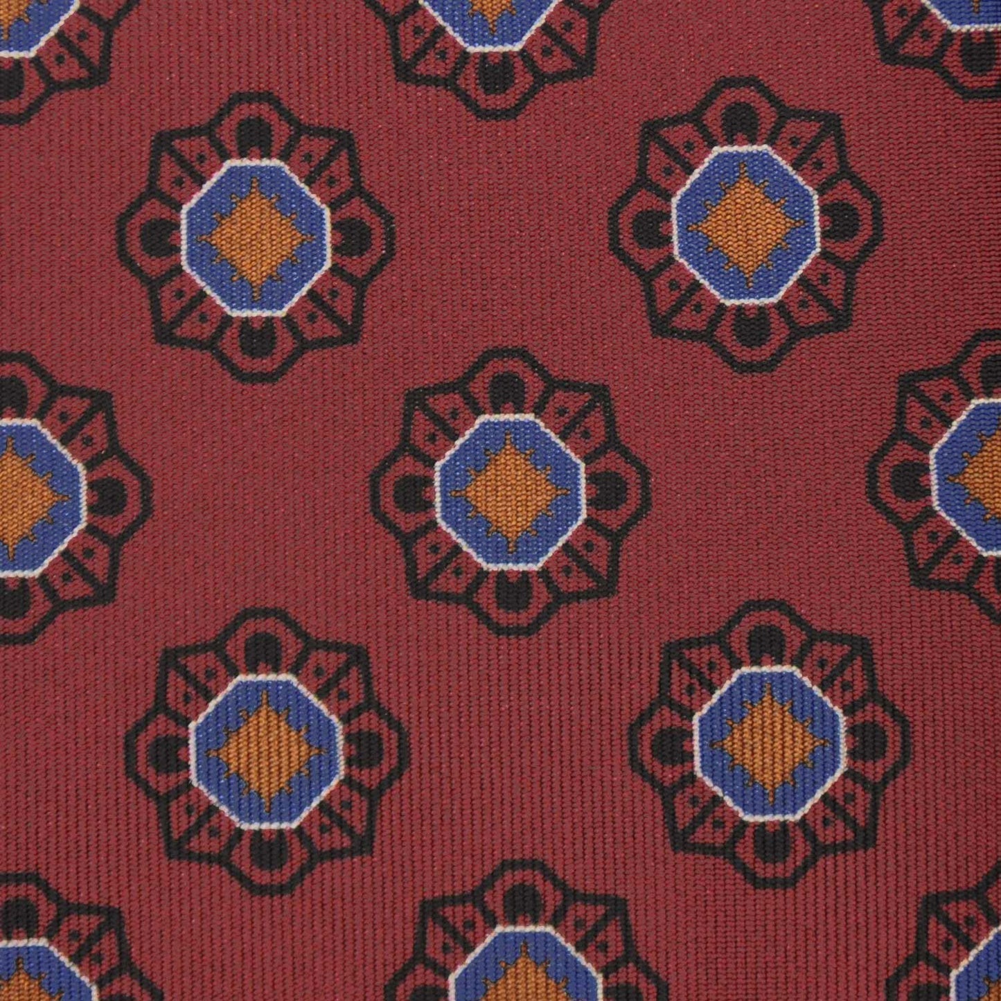 F.Marino Silk Tie 3 Folds Geometric Flower Brick Red-Wools Boutique Uomo