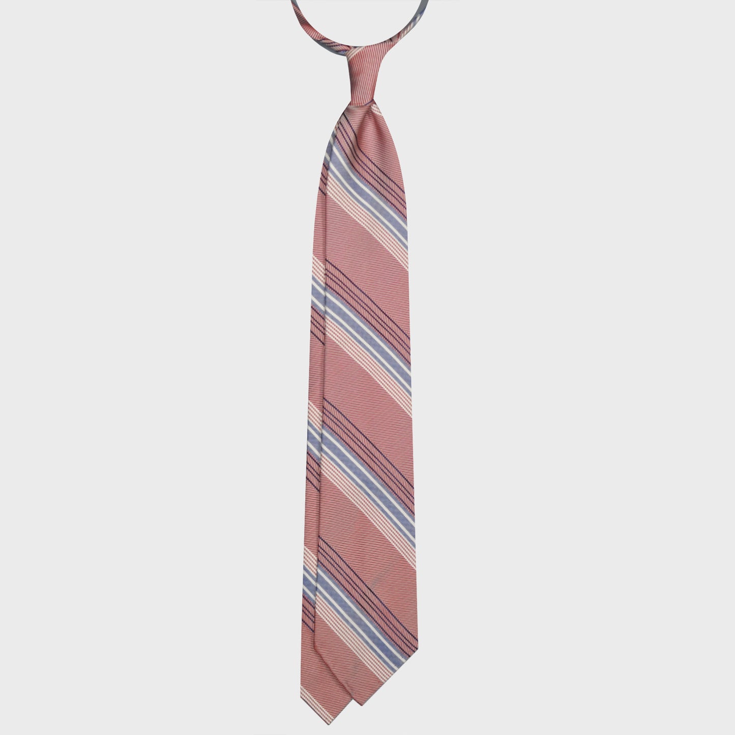 F.Marino Regimental Silk Tie 3 Folds Antique Pink-Wools Boutique Uomo