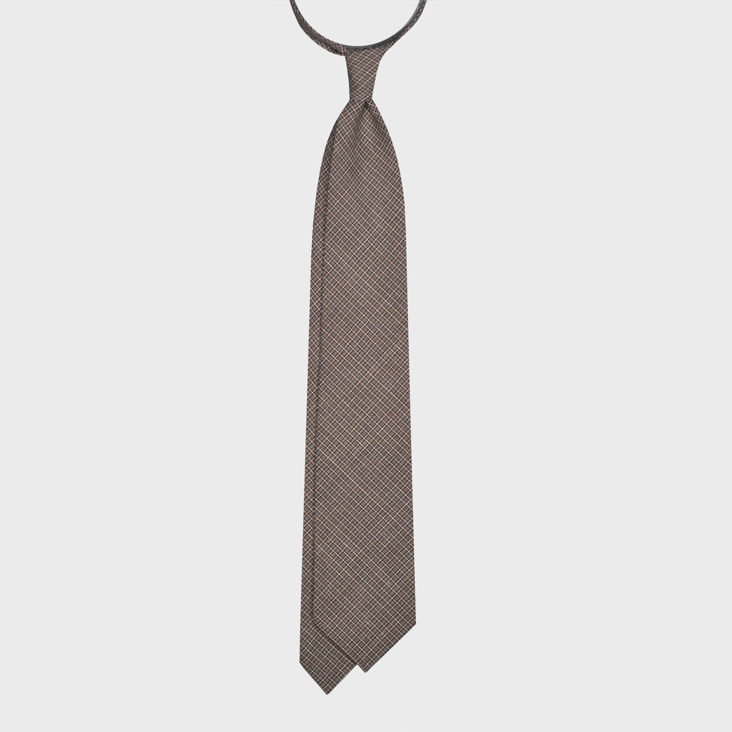 Load image into Gallery viewer, F.Marino Wool Silk Tie 3 Folds Micro Textured Squares Coffee Brown-Wools Boutique Uomo
