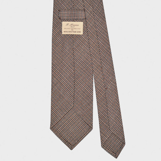 Load image into Gallery viewer, F.Marino Wool Silk Tie 3 Folds Micro Textured Squares Coffee Brown-Wools Boutique Uomo

