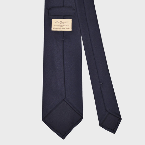 F.Marino Wool Tie 3 Folds Blue-Wools Boutique Uomo