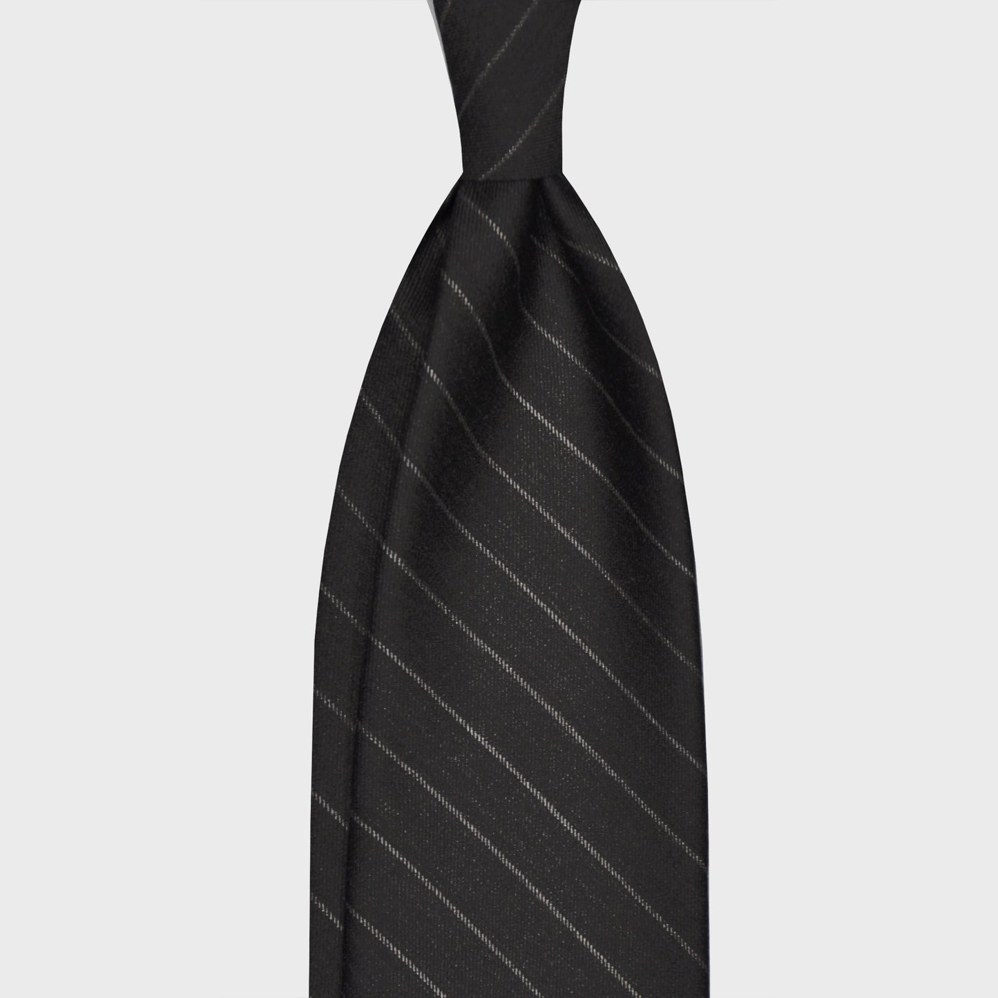 F.Marino Pinstripe Wool Tie 3 Folds Anthracite Grey-Wools Boutique Uomo