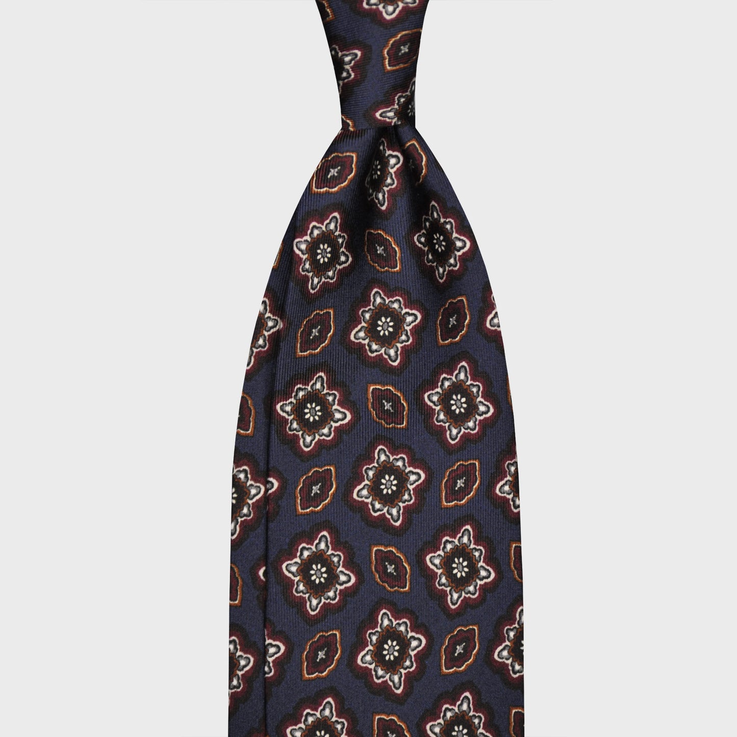 F.Marino Silk Tie 7 Folds Diamonds Prussian Blue-Wools Boutique Uomo