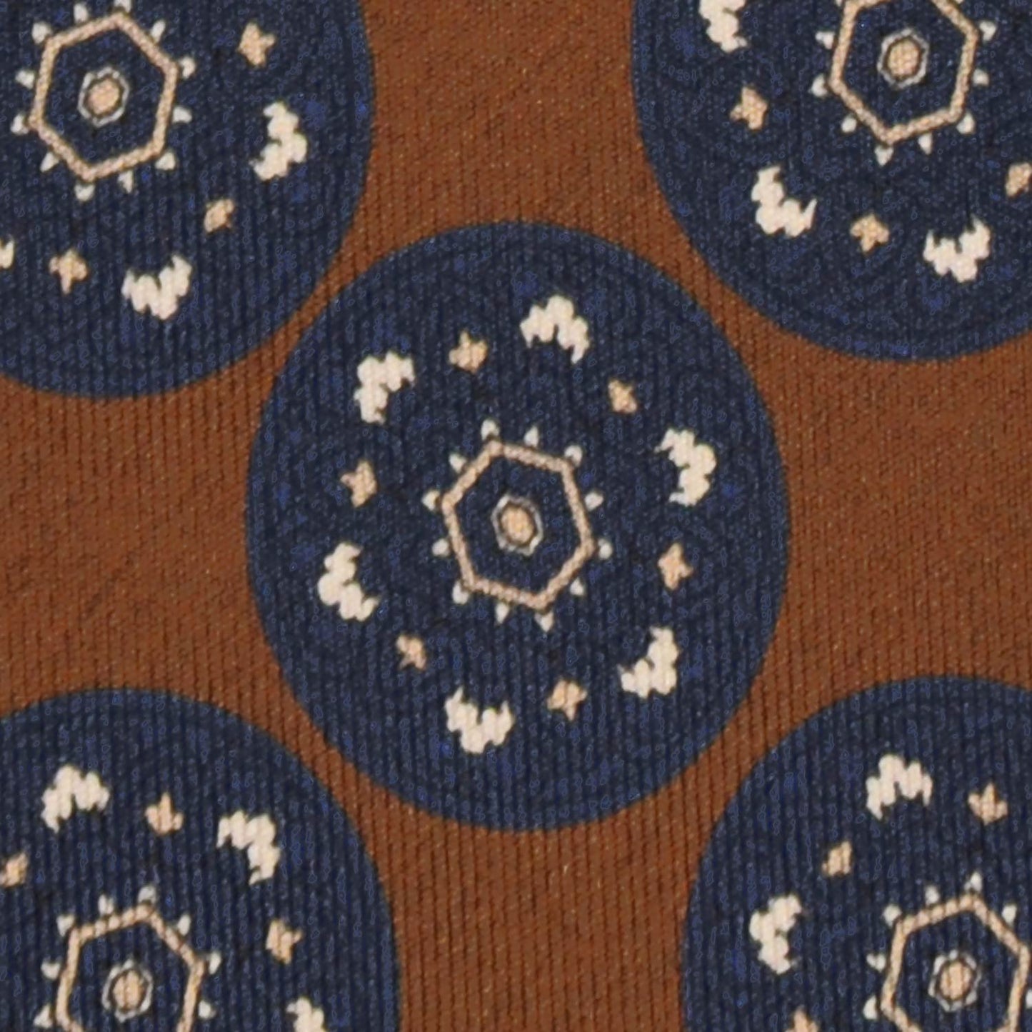 F.Marino Silk Tie 3 Folds Mandala Medallions Coffee Brown-Wools Boutique Uomo