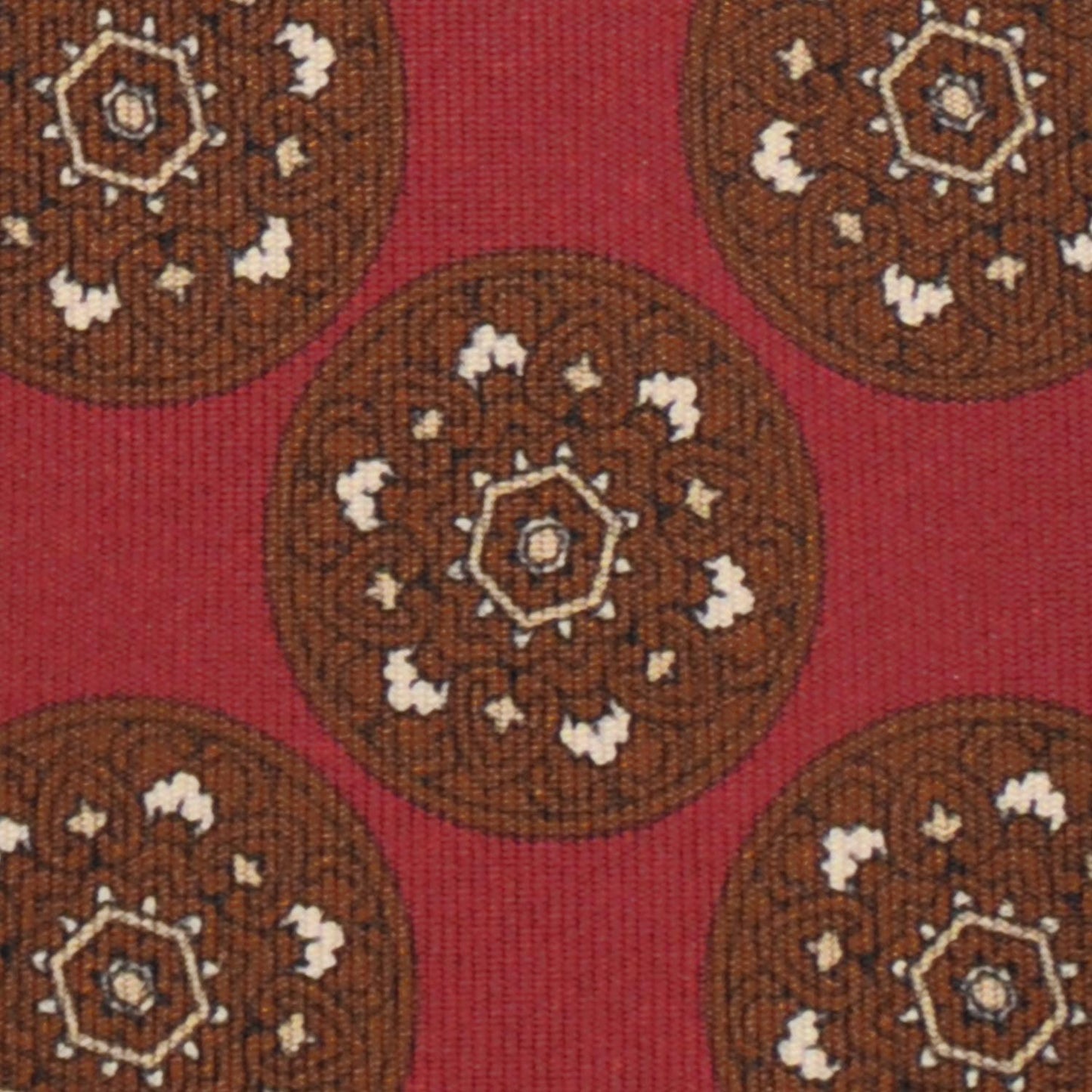 F.Marino Silk Tie 3 Folds Mandala Medallions Ruby Red-Wools Boutique Uomo