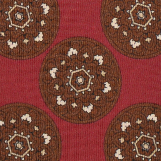 F.Marino Silk Tie 3 Folds Mandala Medallions Ruby Red-Wools Boutique Uomo