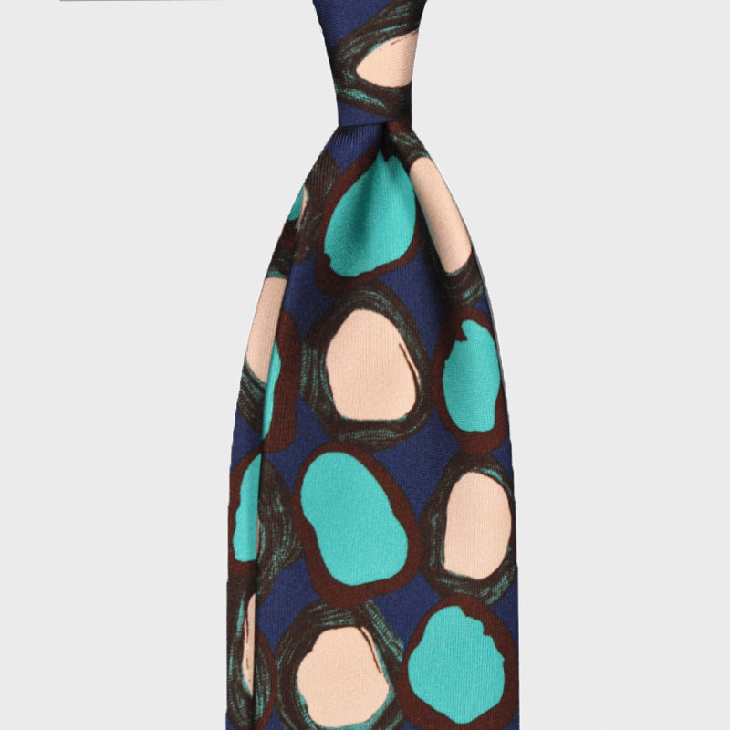 F.Marino Silk Tie 3 Folds Fantasy Pattern Artistic Tiffany Pois-Wools Boutique Uomo