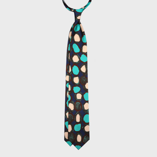 Load image into Gallery viewer, F.Marino Silk Tie 3 Folds Fantasy Pattern Artistic Tiffany Pois-Wools Boutique Uomo
