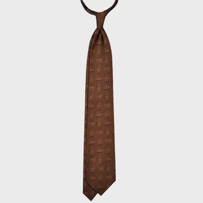 Load image into Gallery viewer, F.Marino Silk Tie Handmade 3 Folds Fantasy Planets Brown-Wools Boutique Uomo
