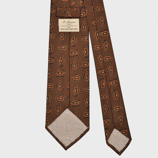 Load image into Gallery viewer, F.Marino Silk Tie Handmade 3 Folds Fantasy Planets Brown-Wools Boutique Uomo
