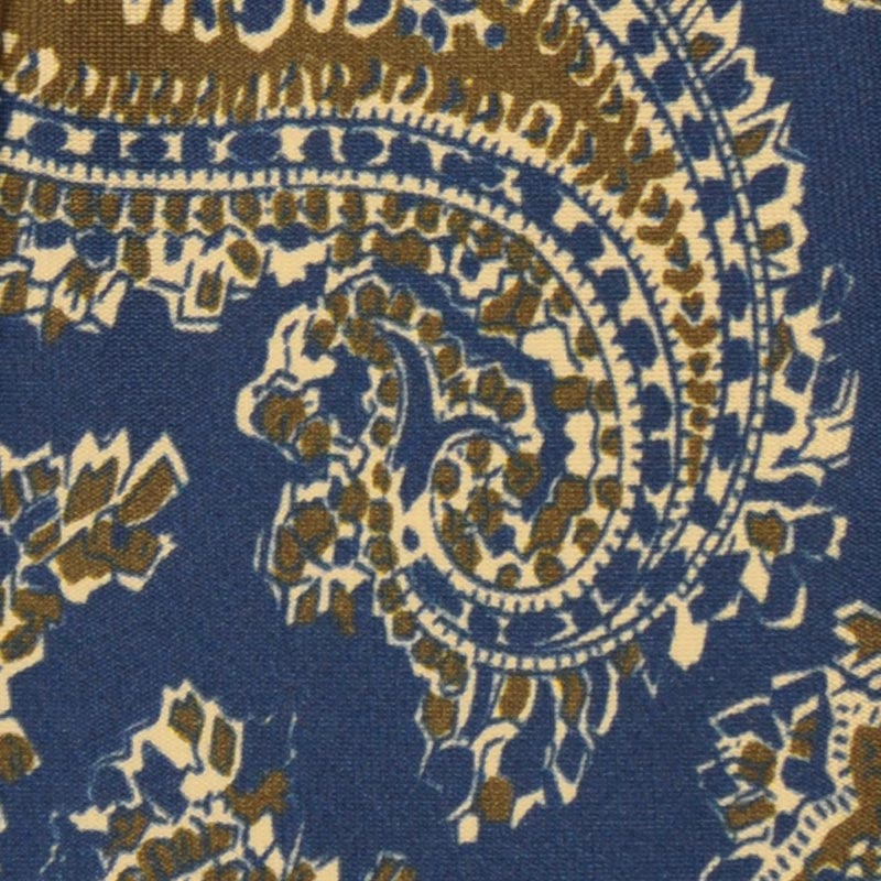 F.Marino Big Paisley Print Silk Tie 3 Folds Denim Blue-Wools Boutique Uomo