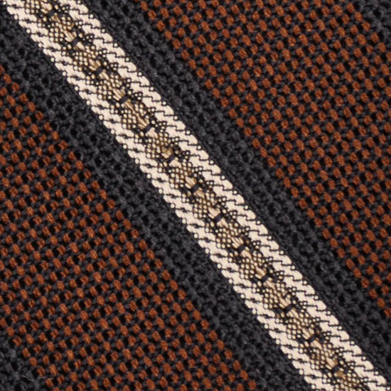 F.Marino Regimental Tie Grenadine Silk 3 Folds Copper Stripes-Wools Boutique Uomo