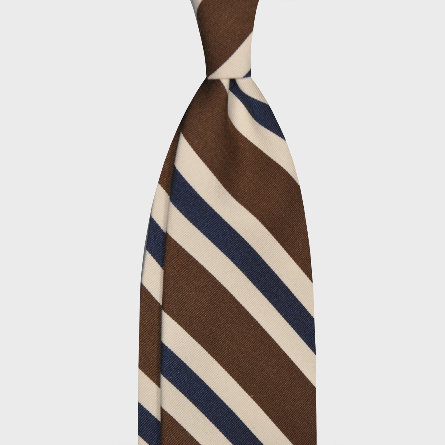 F.Marino Silk Cotton Tie 3 Folds Regimental Coffee-Wools Boutique Uomo