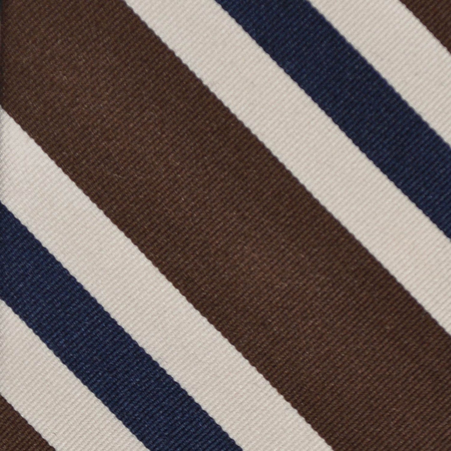 F.Marino Silk Cotton Tie 3 Folds Regimental Coffee-Wools Boutique Uomo