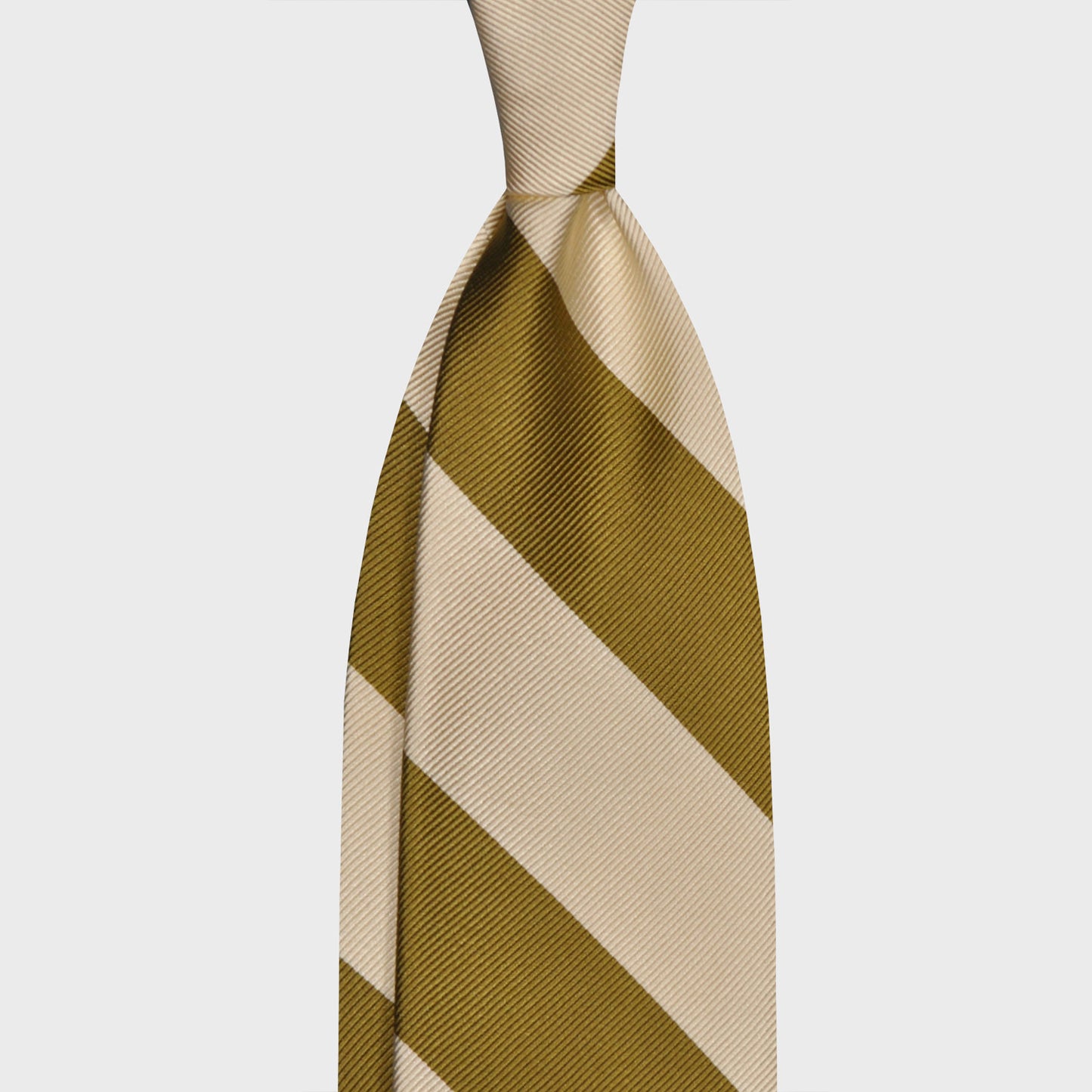 F.Marino Jacquard Silk Tie 3 Folds Regimental Maxi Stripes Amber-Wools Boutique Uomo
