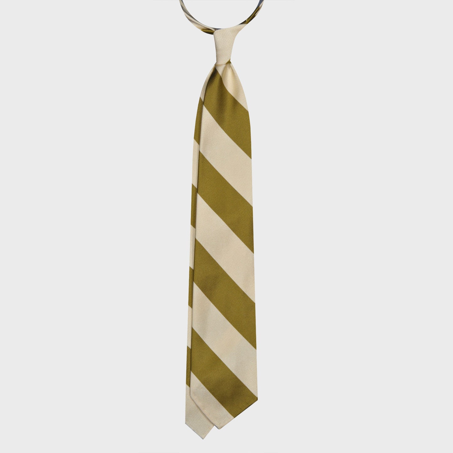 F.Marino Jacquard Silk Tie 3 Folds Regimental Maxi Stripes Amber-Wools Boutique Uomo