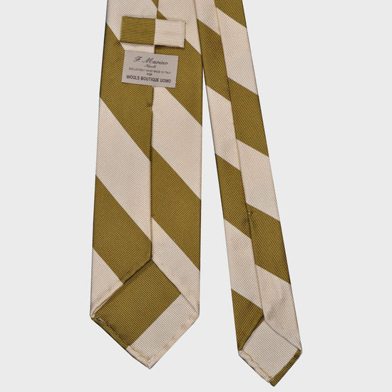 F.Marino Jacquard Silk Tie 3 Folds Regimental Maxi Stripes Amber-Wools Boutique Uomo