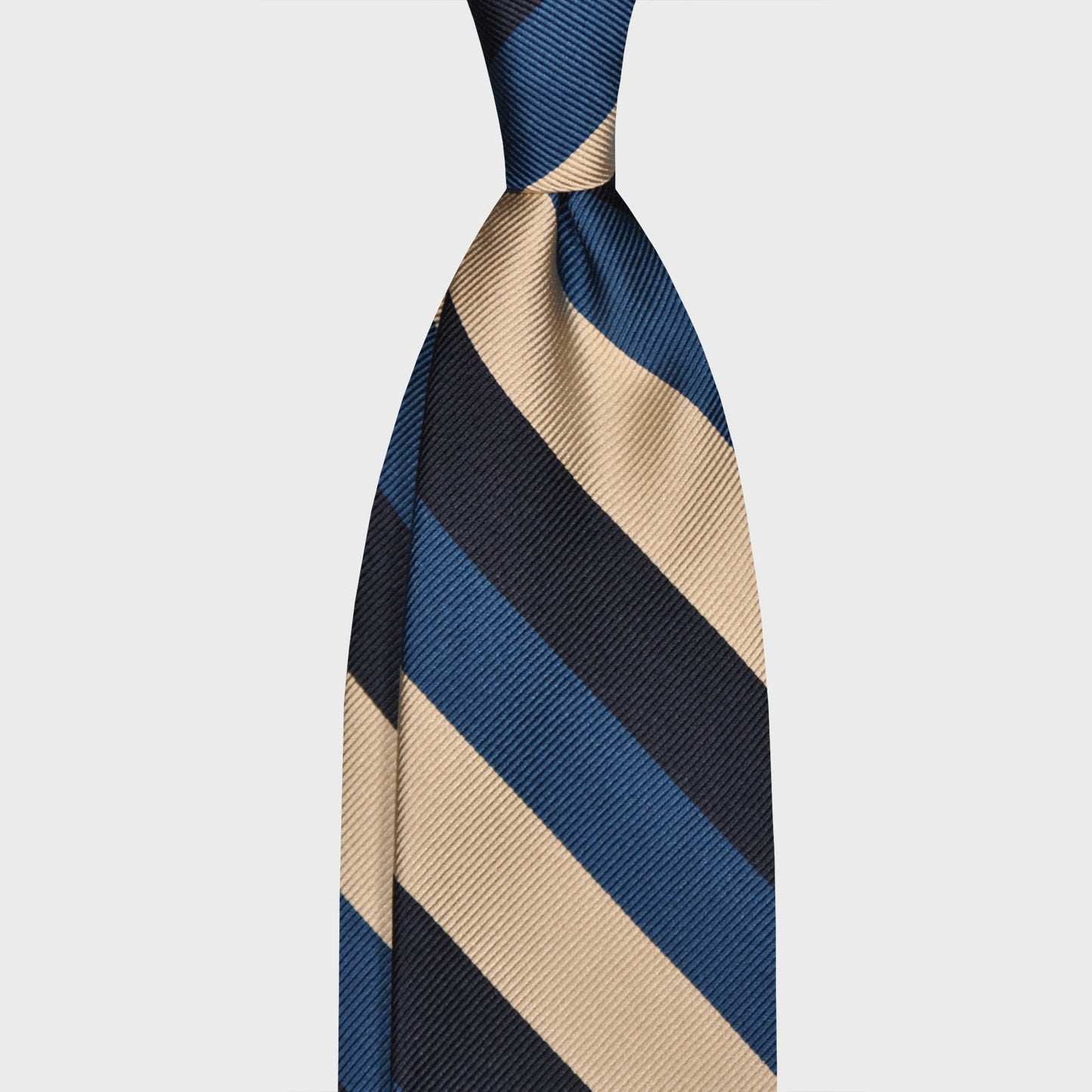 F.Marino Jacquard Silk Tie 3 Folds Regimental Cobalt-Wools Boutique Uomo
