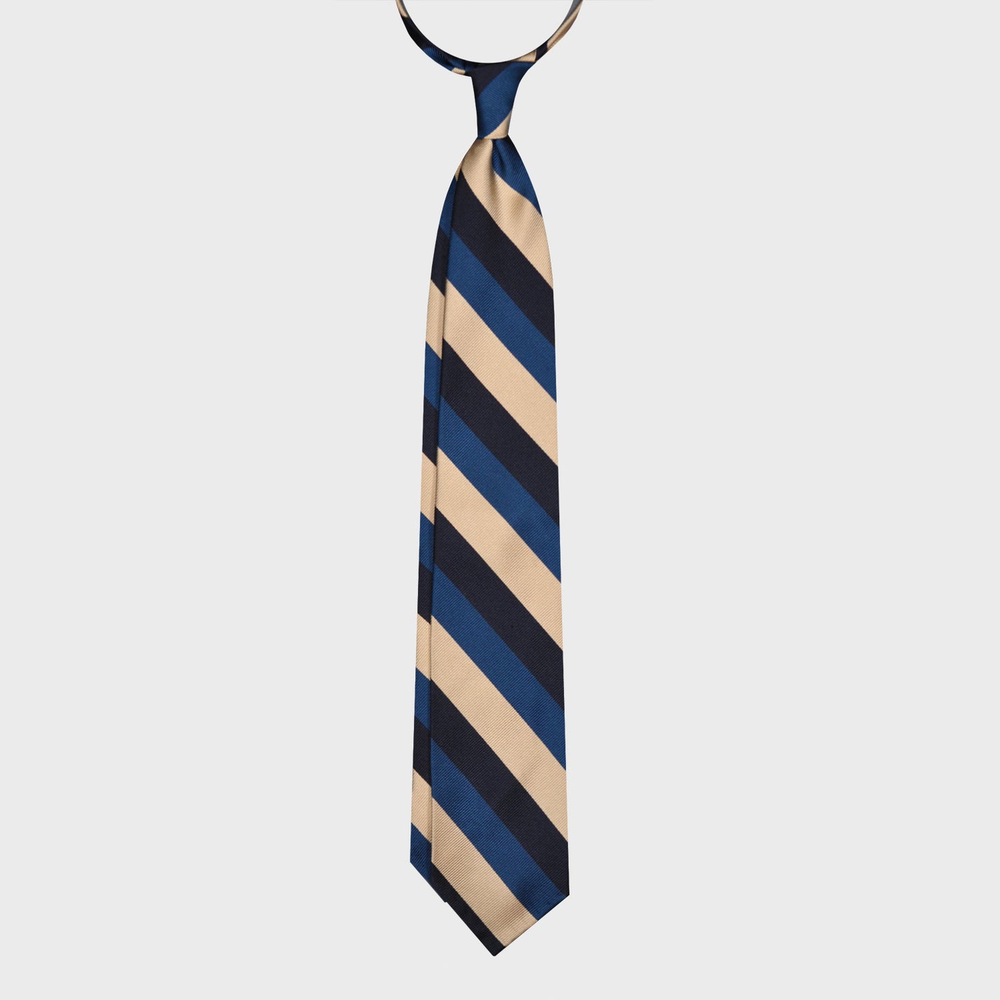 F.Marino Jacquard Silk Tie 3 Folds Regimental Cobalt-Wools Boutique Uomo