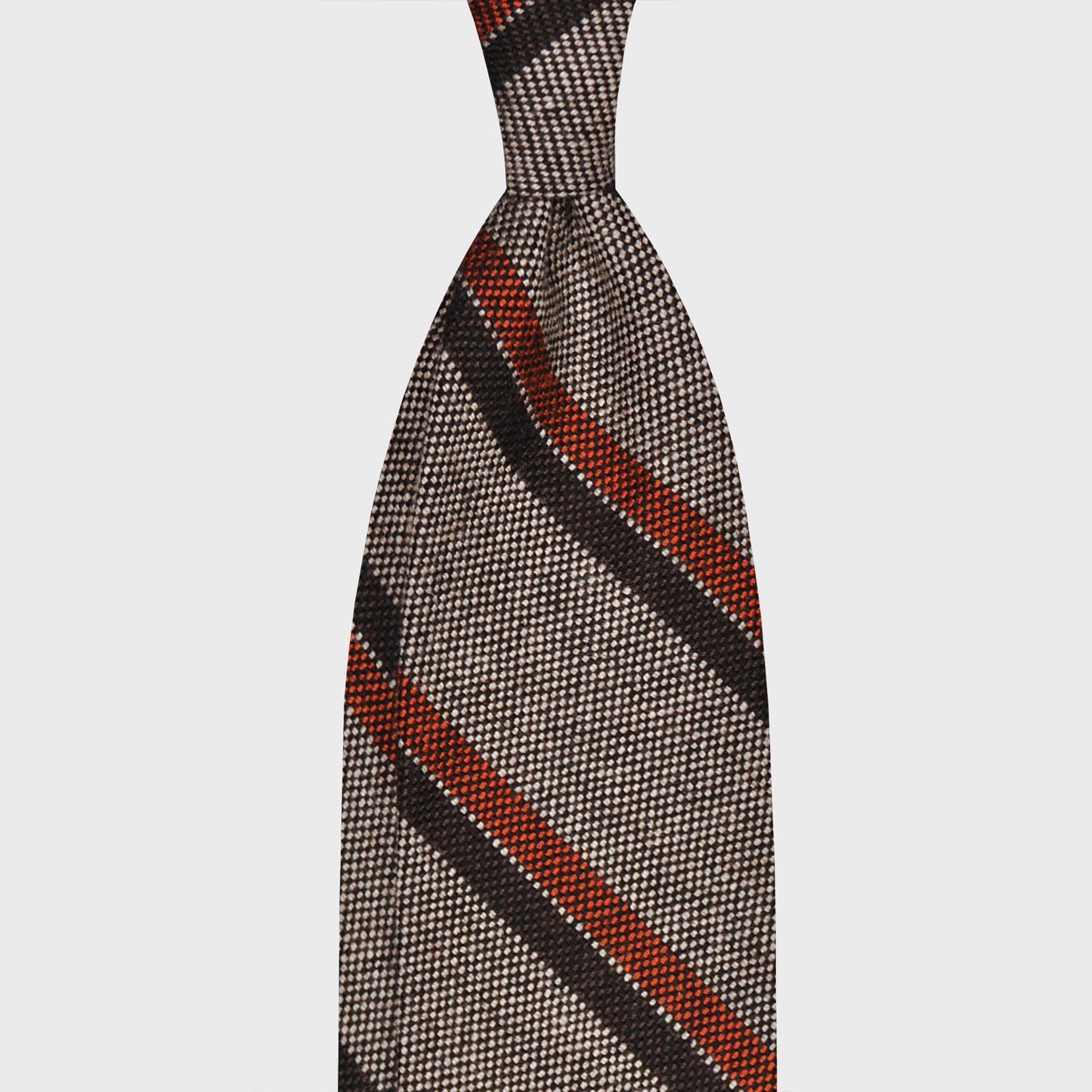F.Marino Regimental Wool Tie 3 Folds Stripes Grey-Wools Boutique Uomo