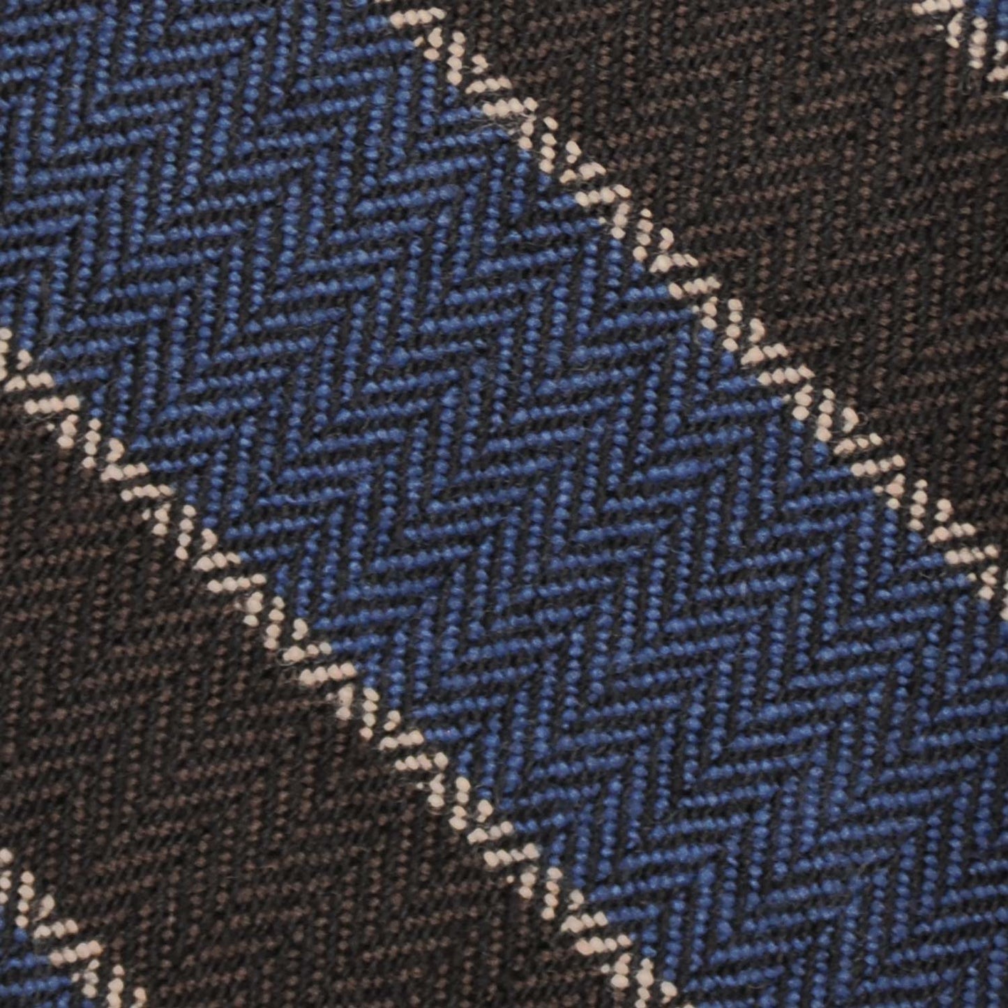 F.Marino Herringbone Regimental Wool Tie 3 Folds Denim Blue-Wools Boutique Uomo