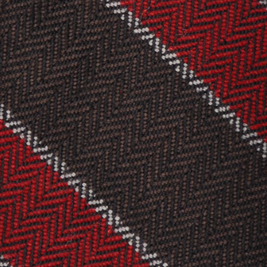 F.Marino Herringbone Regimental Wool Tie 3 Folds Red Ruby-Wools Boutique Uomo