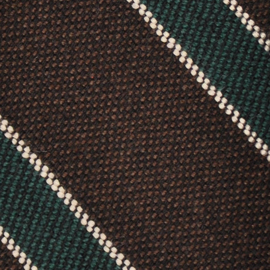 F.Marino Regimental Wool Tie 3 Folds Chocolate Brown-Wools Boutique Uomo