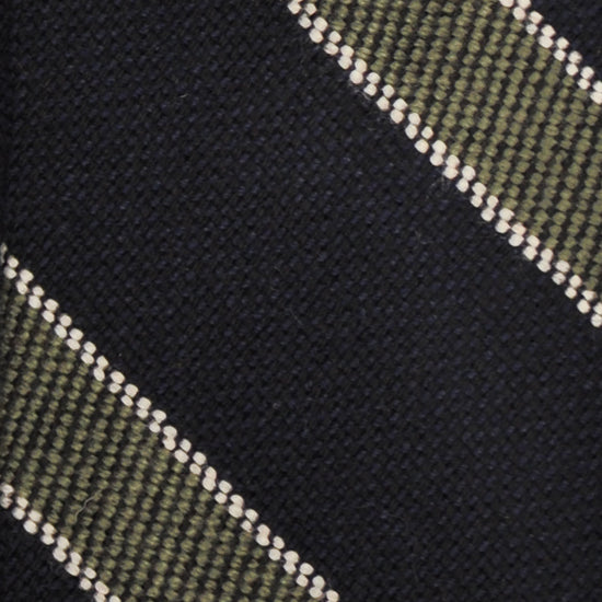 F.Marino Regimental Wool Tie 3 Folds Dark Blue-Wools Boutique Uomo