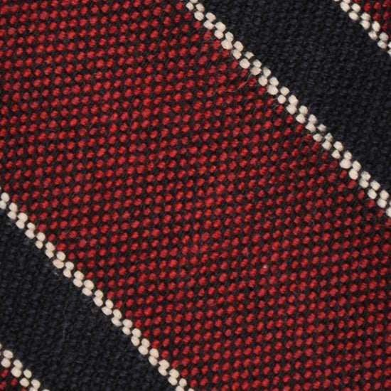F.Marino Regimental Wool Tie 3 Folds Ruby Red-Wools Boutique Uomo