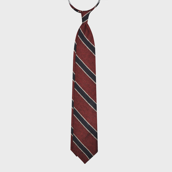 F.Marino Regimental Wool Tie 3 Folds Ruby Red-Wools Boutique Uomo