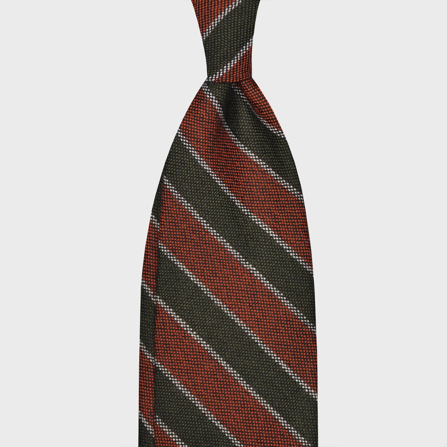F.Marino Regimental Wool Tie 3 Folds Rust Orange-Wools Boutique Uomo