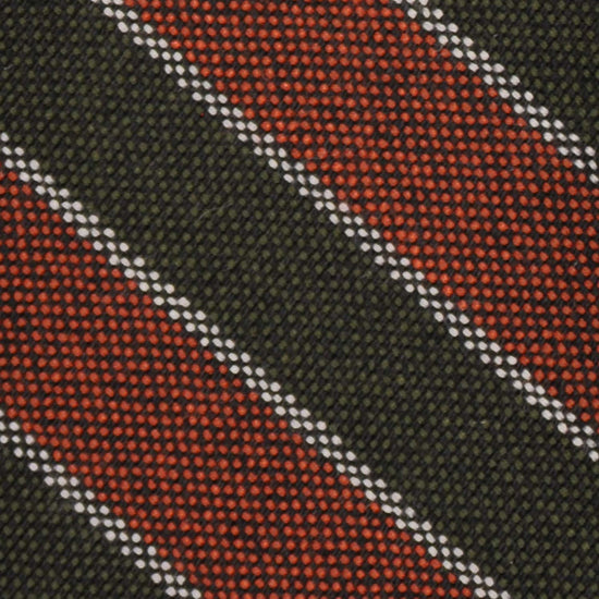 F.Marino Regimental Wool Tie 3 Folds Rust Orange-Wools Boutique Uomo