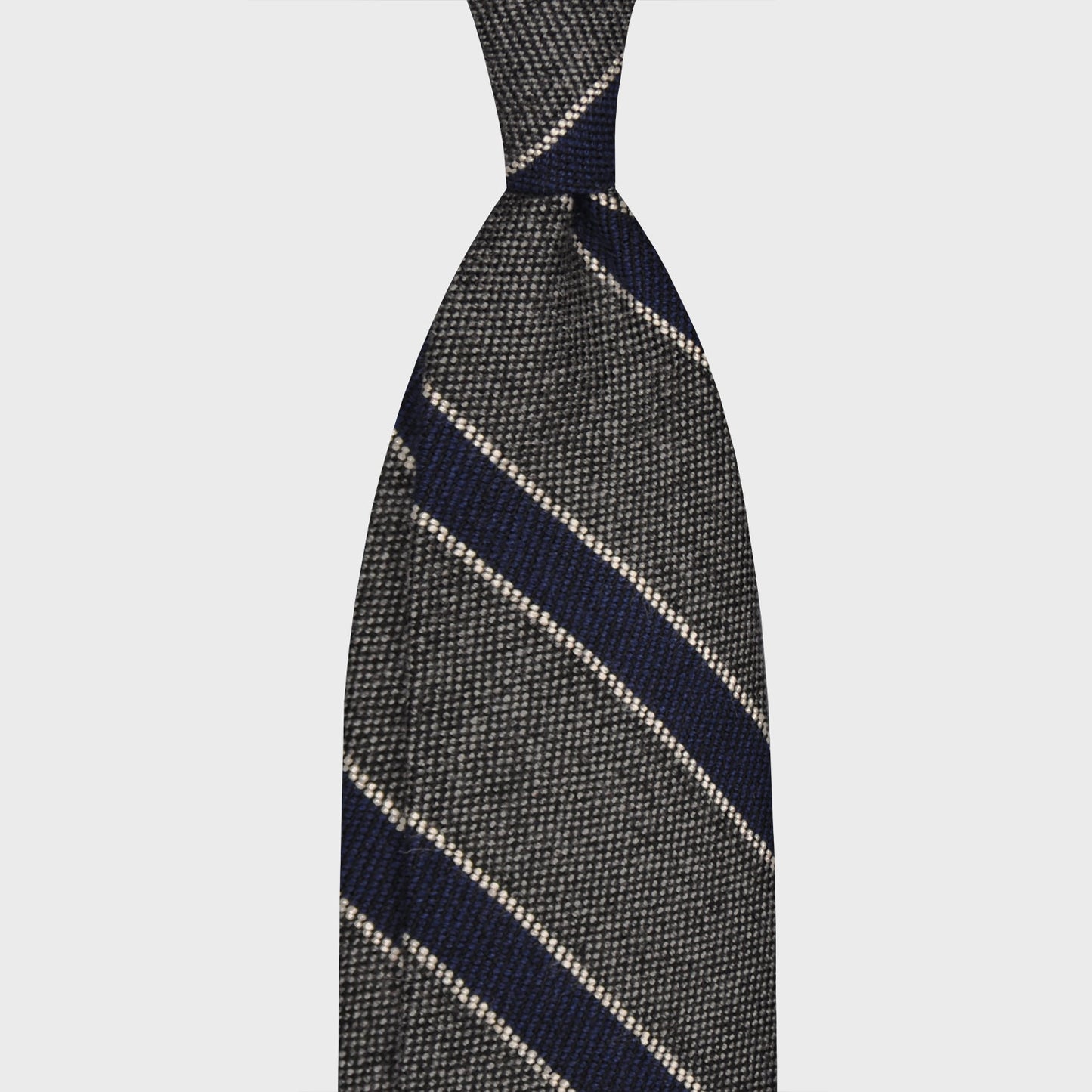 F.Marino Regimental Wool Tie 3 Folds Smoke Grey-Wools Boutique Uomo