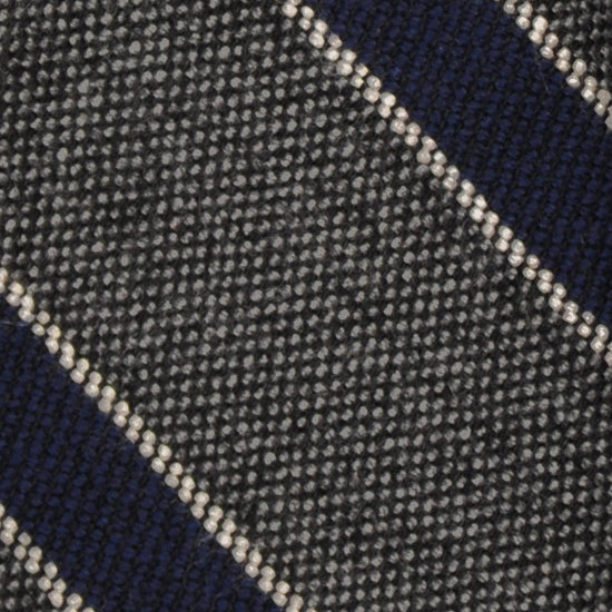 F.Marino Regimental Wool Tie 3 Folds Smoke Grey-Wools Boutique Uomo