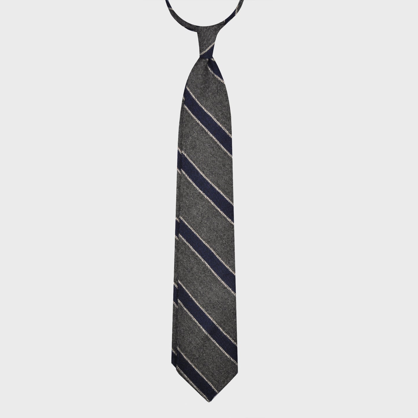 F.Marino Regimental Wool Tie 3 Folds Smoke Grey-Wools Boutique Uomo