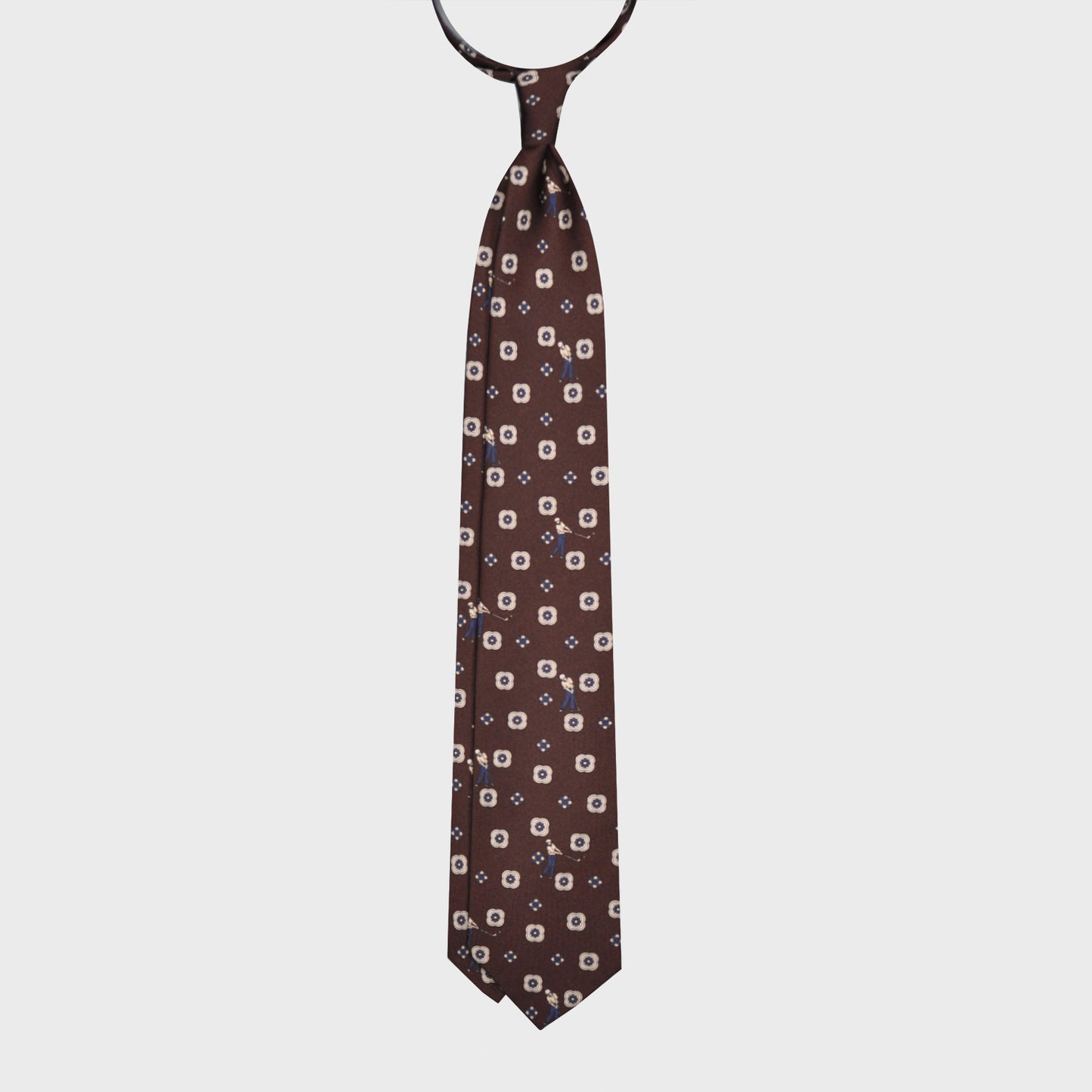 F.Marino Silk Tie 3 Folds Golf Brown-Wools Boutique Uomo
