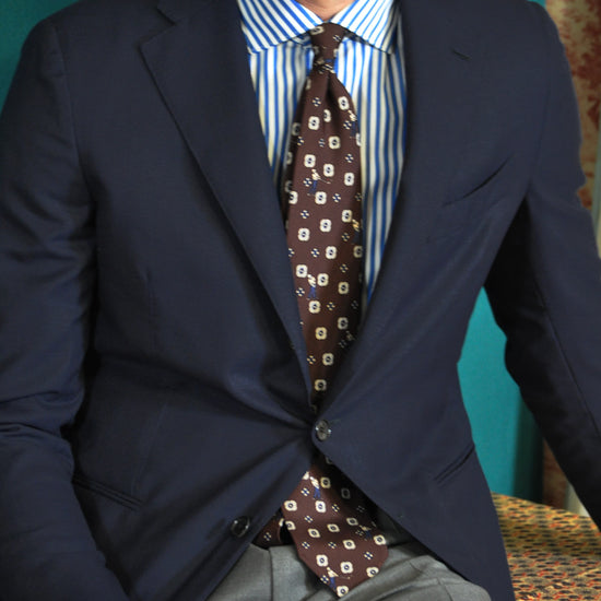 F.Marino Silk Tie 3 Folds Golf Brown-Wools Boutique Uomo