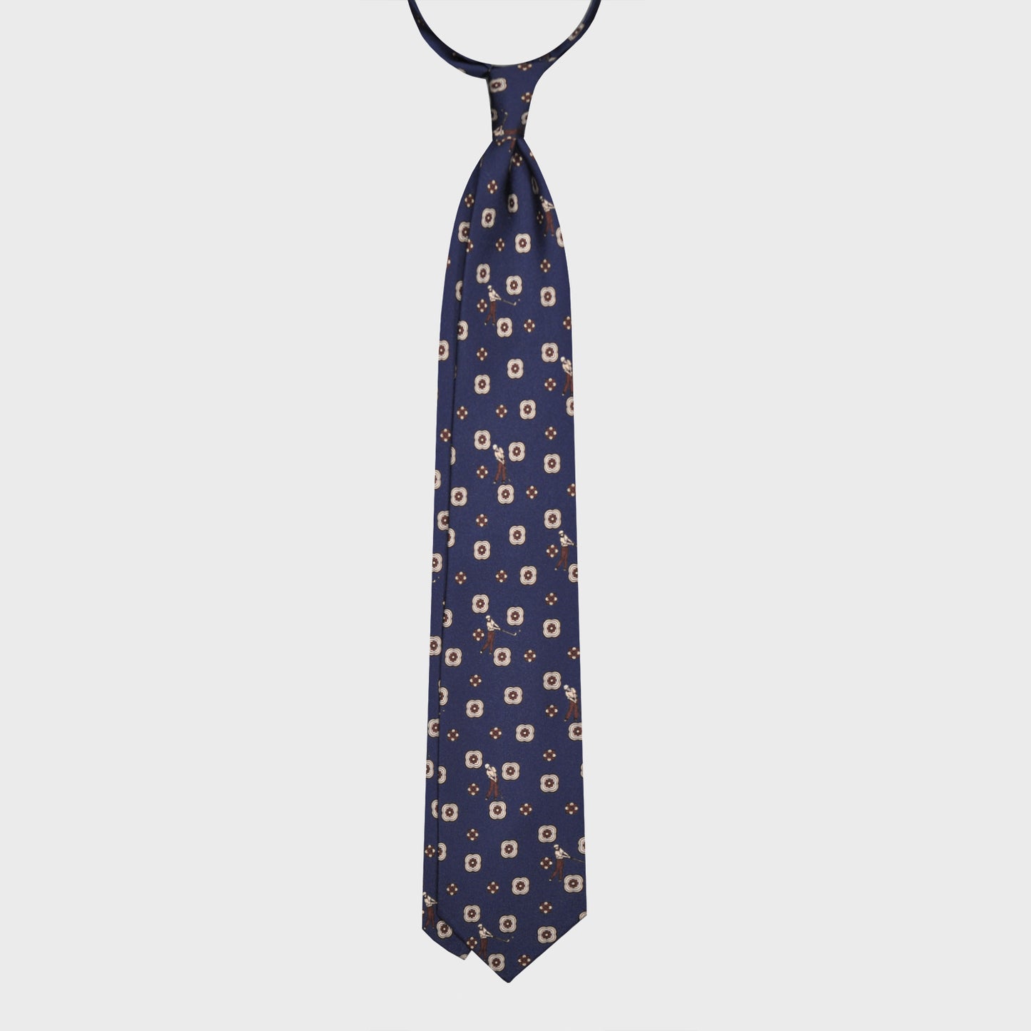 F.Marino Silk Tie 3 Folds Golf Blue-Wools Boutique Uomo