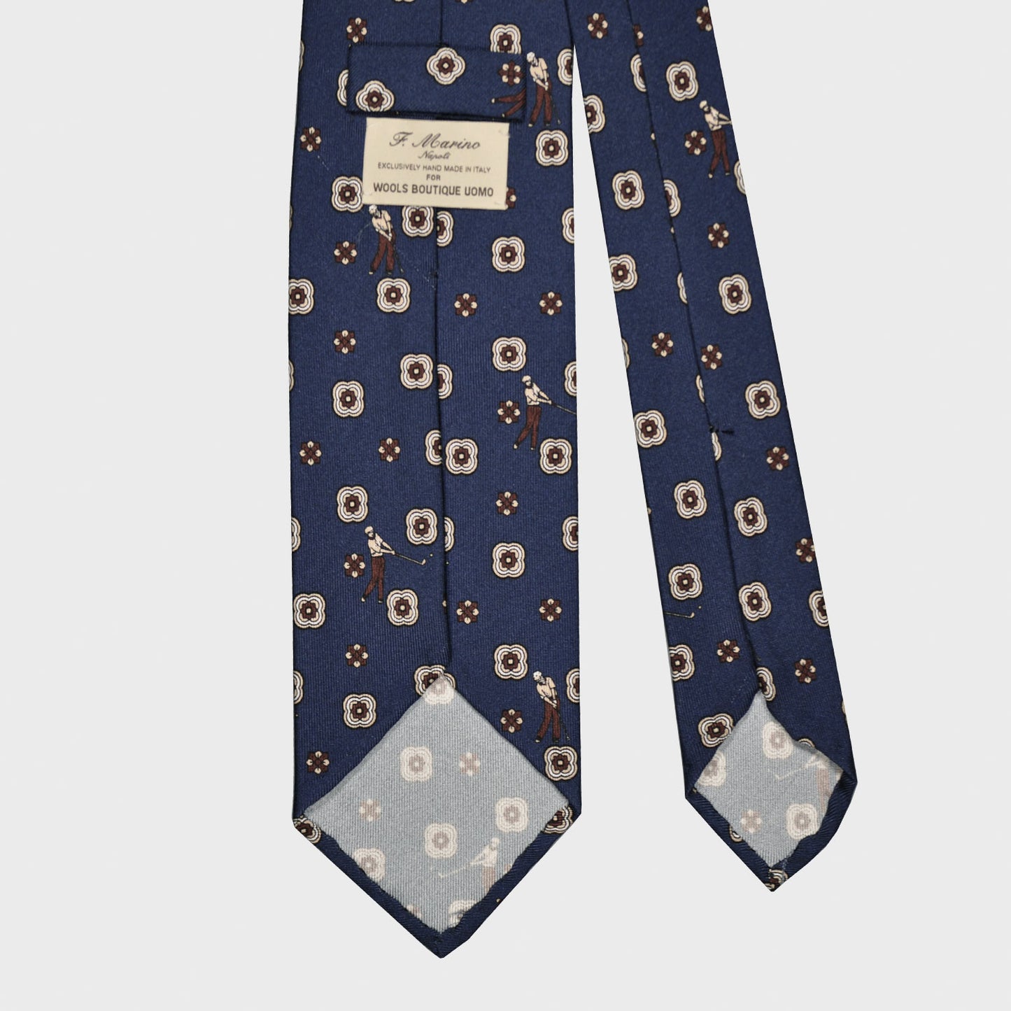F.Marino Silk Tie 3 Folds Golf Blue-Wools Boutique Uomo