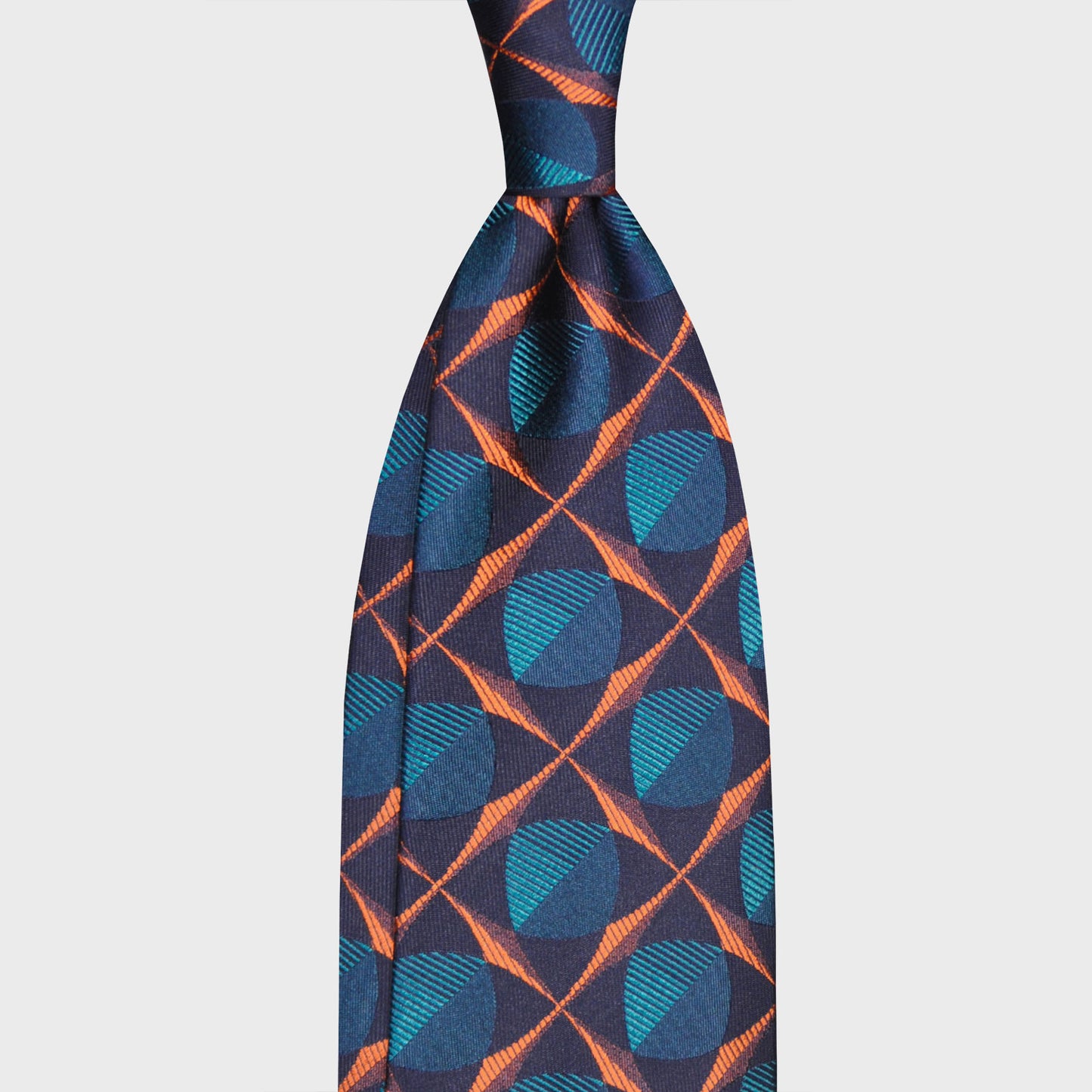 F.Marino Silk Tie 3 Folds Fantasy Pattern Curvy Rhombuses-Wools Boutique Uomo