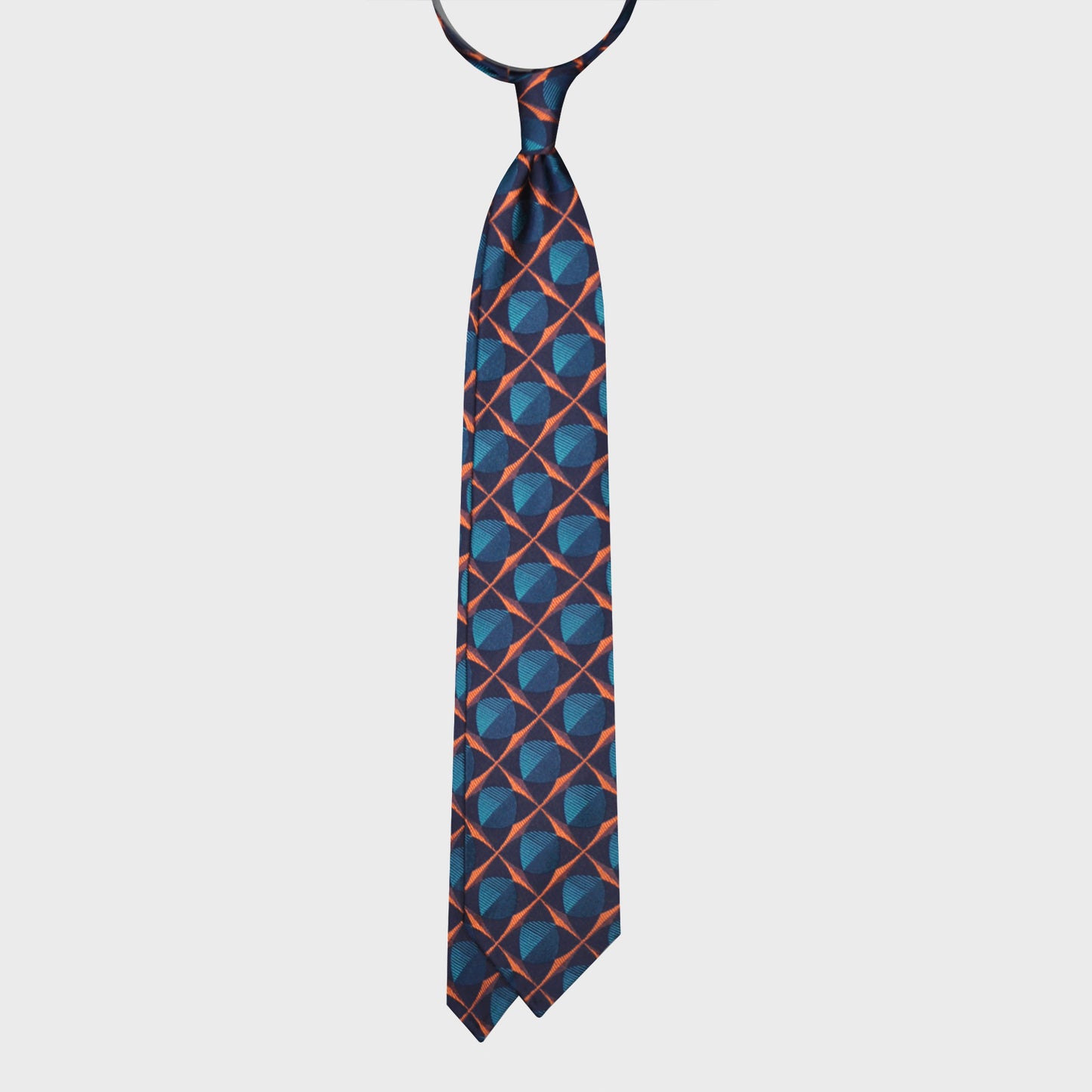 Load image into Gallery viewer, F.Marino Silk Tie 3 Folds Fantasy Pattern Curvy Rhombuses-Wools Boutique Uomo
