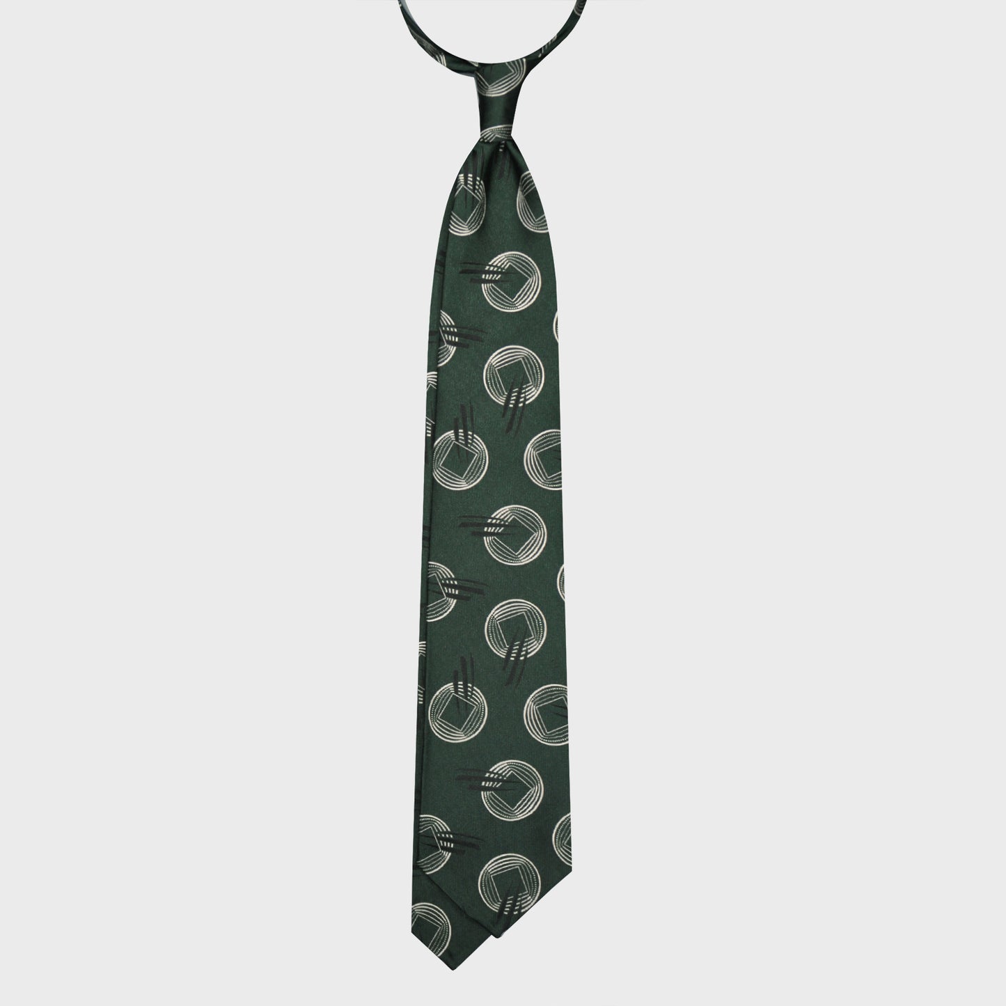 F.Marino Silk Tie 3 Folds Fantasy Pattern Square Pois Green-Wools Boutique Uomo