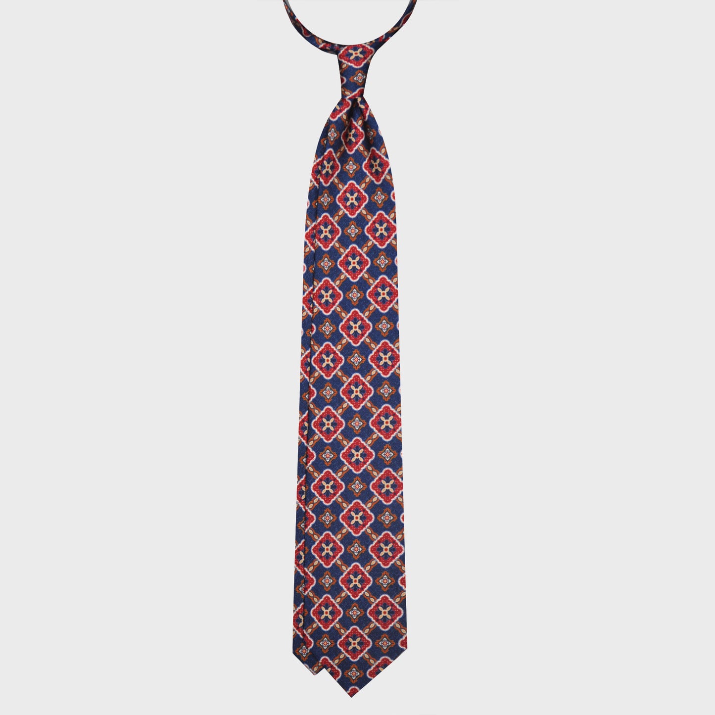 F.Marino Silk Tie 3 Folds Maioliche Denim Blue-Wools Boutique Uomo