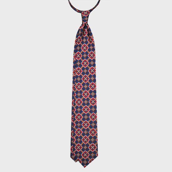 F.Marino Silk Tie 3 Folds Maioliche Denim Blue-Wools Boutique Uomo