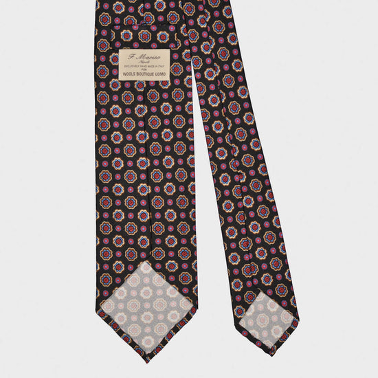 F.Marino Madder Silk Tie 3 Folds Daisy Black-Wools Boutique Uomo