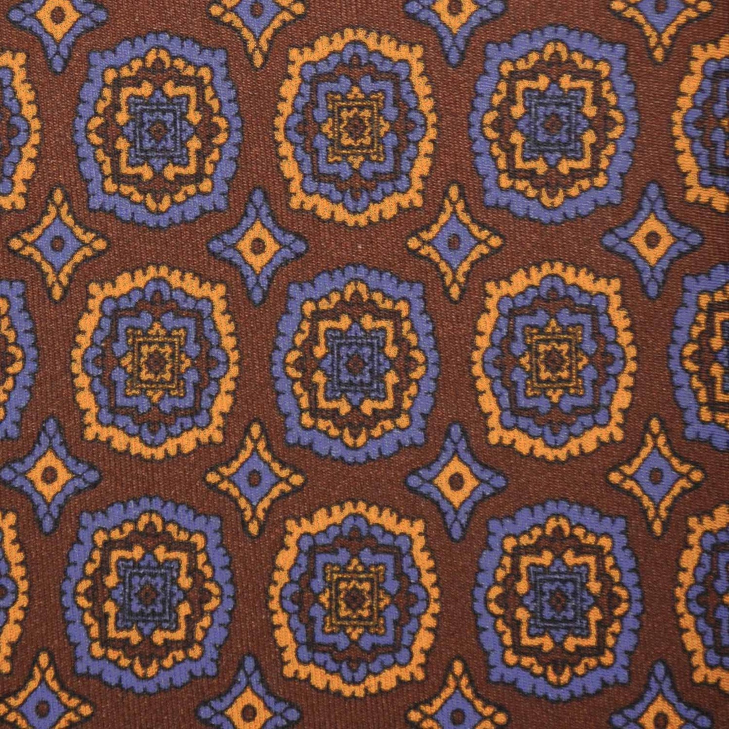 F.Marino Silk Tie 3 Folds Medallions Rust Brown-Wools Boutique Uomo