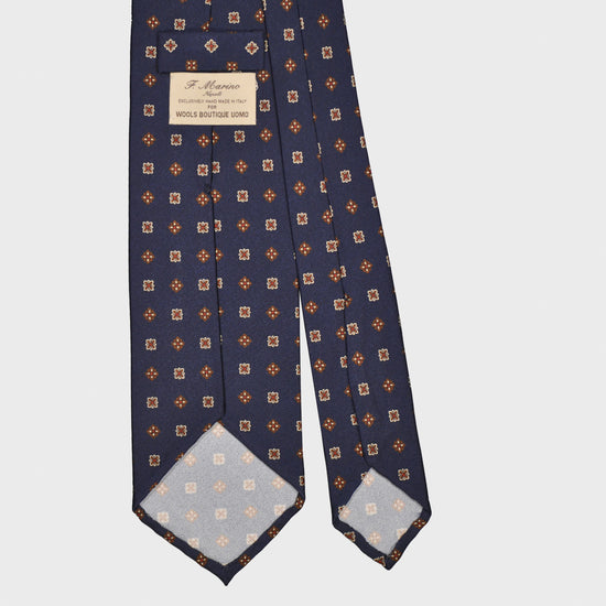 F.Marino Madder Silk Tie 3 Folds Micro Diamonds Blue-Wools Boutique Uomo
